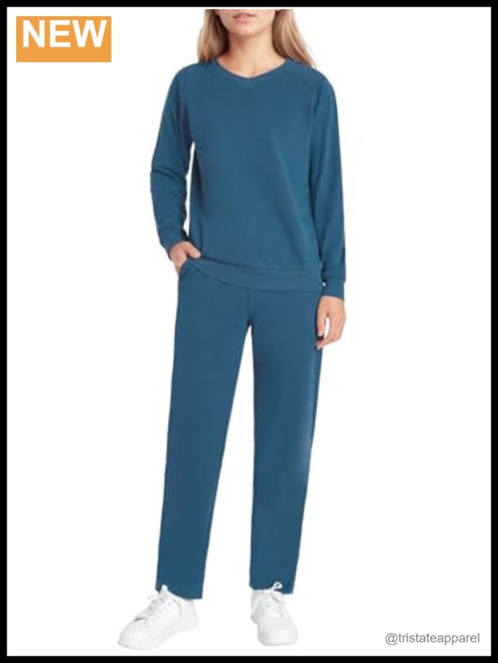 Petite 2 Piece Sweatsuit Set Cotton Blend Lounge Jogging Suit Travel